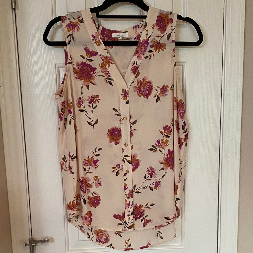 Maurices Floral V-Neck Blouse - with rose gold buttons